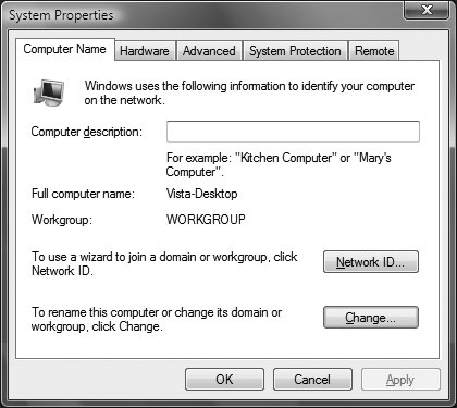 Workgroup Settings Windows Vista