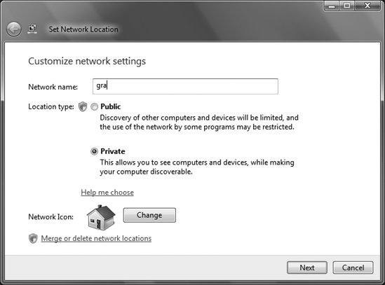 Windows Vista Private Network Settings