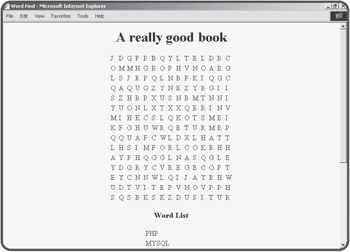 Word search generator with key code