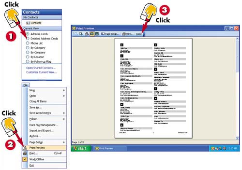 Kontaktliste in Microsoft Outlook 2003 drucken