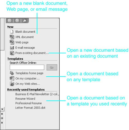 how to open new document in word