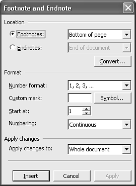in which dialog box can you change endnote formats