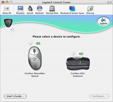 logitech control center no device found mac
